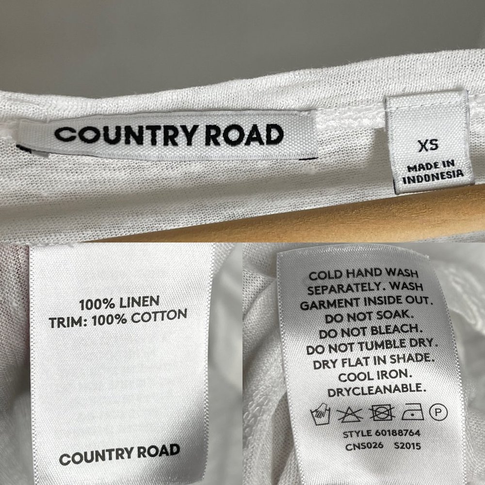 Country Road White Linen T-Shirt Top Size XS Short Sleeve Lace Insert Womens - Picture 9 of 9